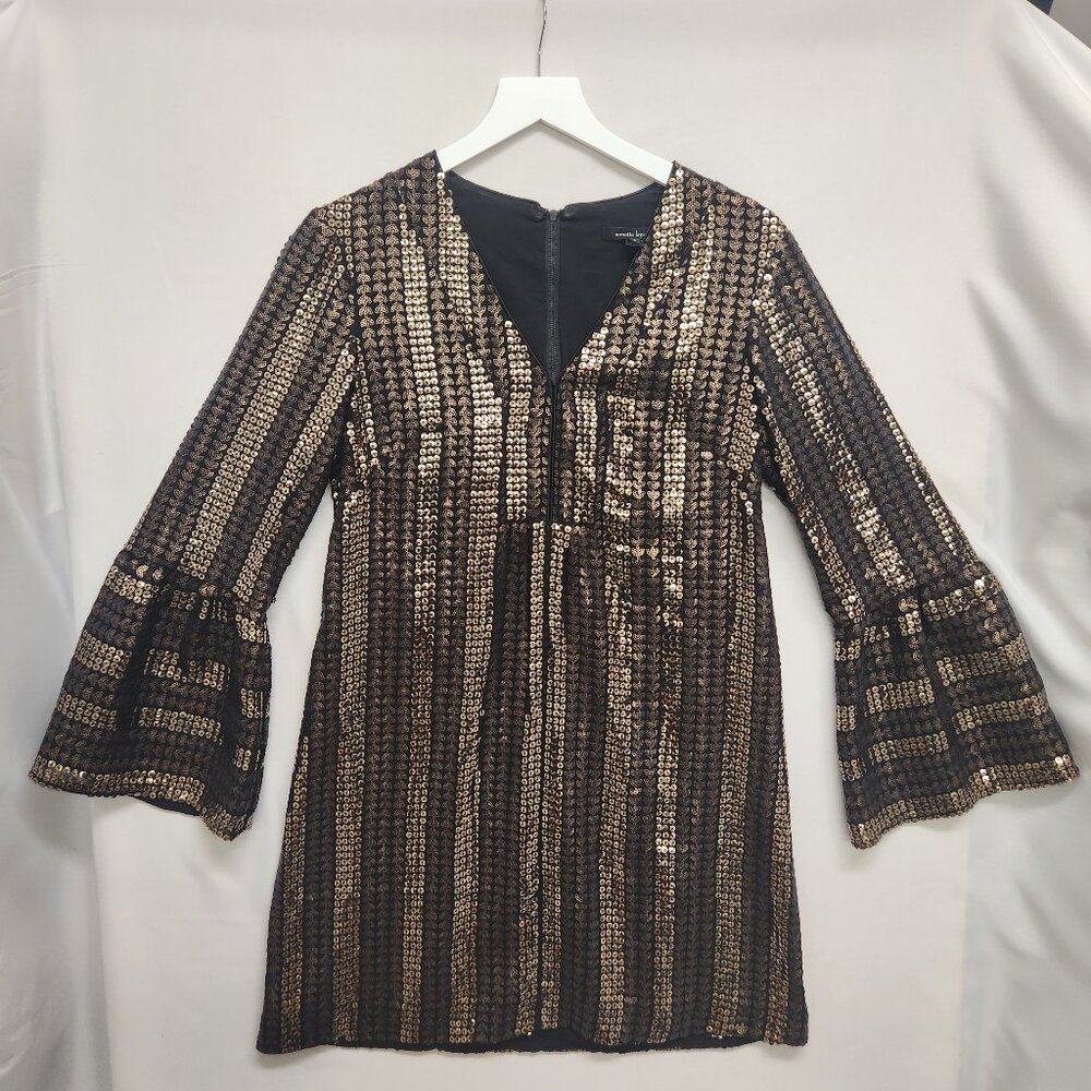 Nanette Lapore Sestina Dress Black with Bronze Sequin Size 8